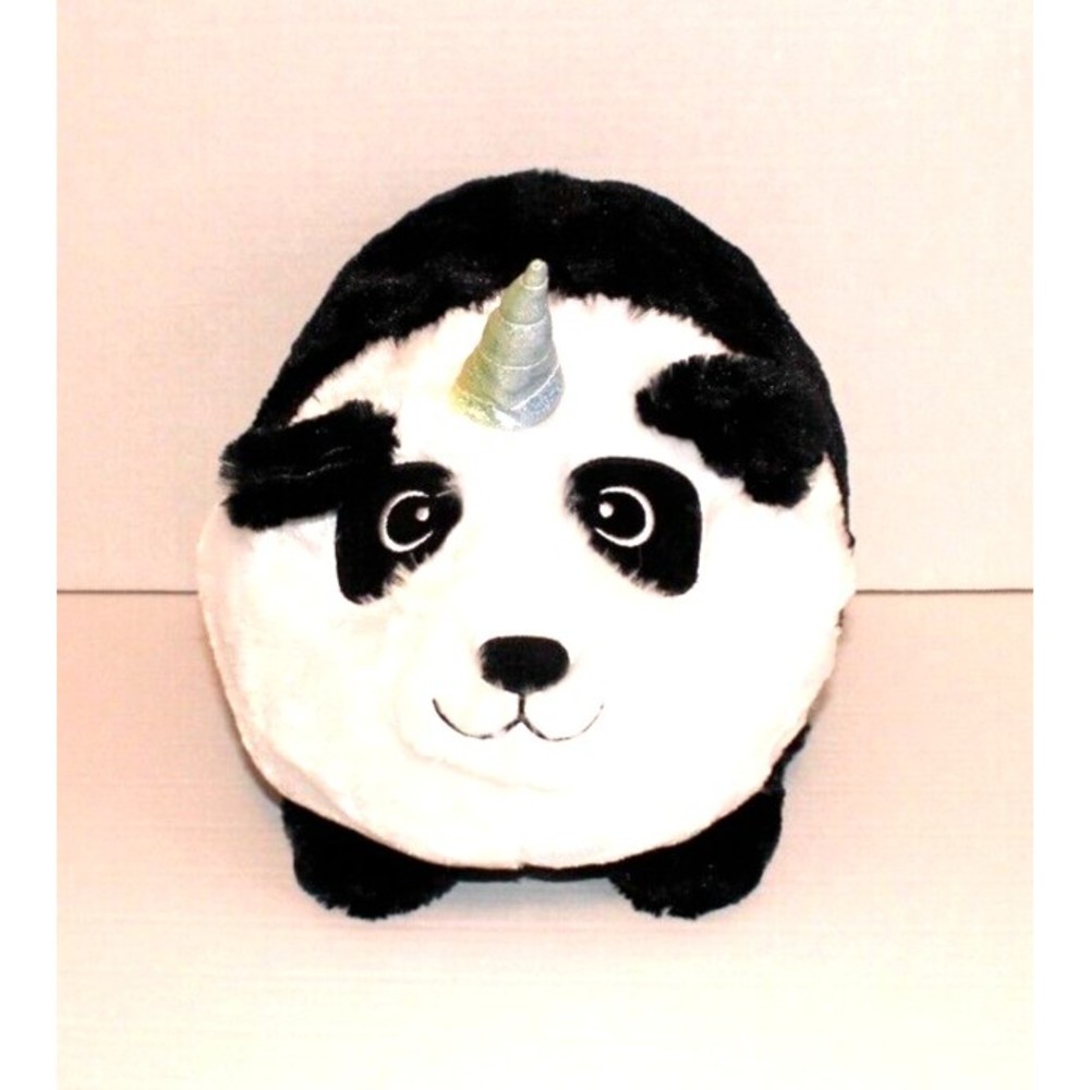 Panda Unicorn Black/White Plush Piggy Bank Furry  12” tall 16” long